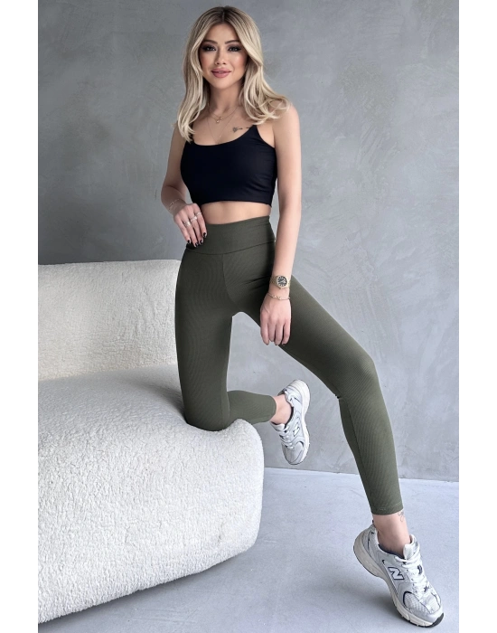 Kadın Yeşil Yüksek Bel Toparlayıcı Tayt Yüksek Kalite Spor Ve Günlük Kullanım