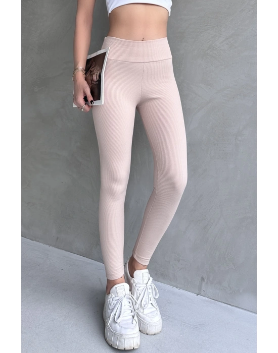 Kadın Bej Yüksek Bel Toparlayıcı Tayt Yüksek Kalite Spor Ve Günlük