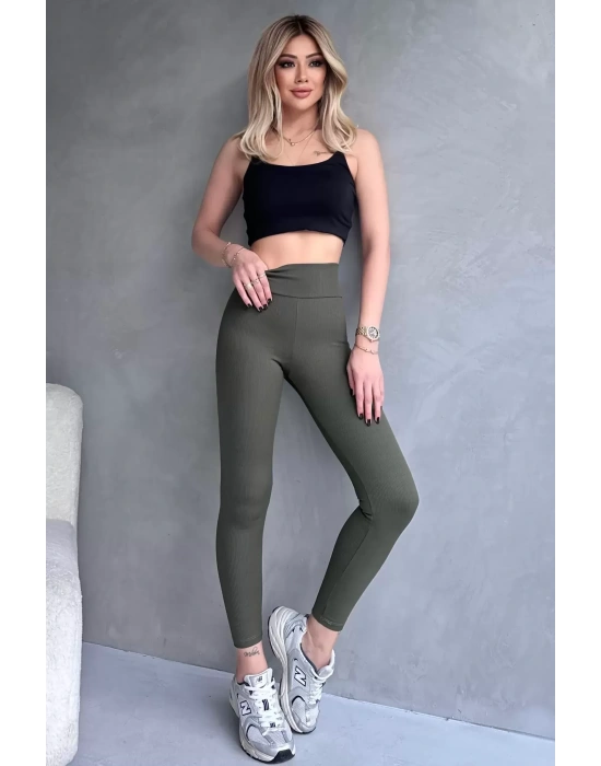 Kadın Yeşil Yüksek Bel Toparlayıcı Tayt Yüksek Kalite Spor Ve Günlük Kullanım