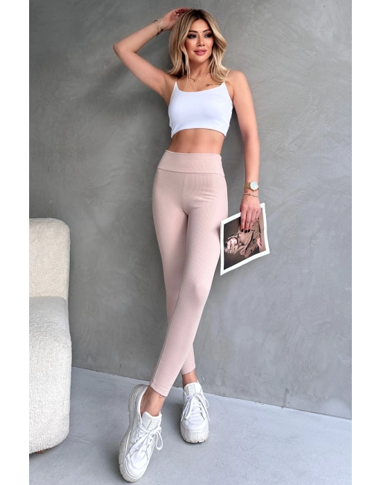 Kadın Bej Yüksek Bel Toparlayıcı Tayt Yüksek Kalite Spor Ve Günlük