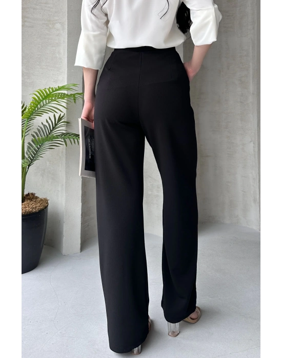 Lima Siyah Palazzo Pantolon Çımalı Oversize Kesim