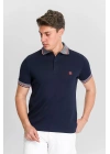 Erkek Lacivert %100 Pamuk Serin Tutan Fit Polo Yaka T-shirt