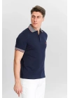 Erkek Lacivert %100 Pamuk Serin Tutan Fit Polo Yaka T-shirt