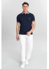 Erkek Lacivert %100 Pamuk Serin Tutan Fit Polo Yaka T-shirt