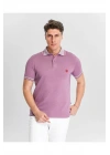 Erkek Fuşya %100 Pamuk Serin Tutan Fit Polo Yaka T-shirt