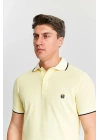 Erkek Sarı %100 Pamuk Serin Tutan Fit Polo Yaka T-shirt