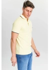 Erkek Sarı %100 Pamuk Serin Tutan Fit Polo Yaka T-shirt