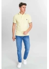 Erkek Sarı %100 Pamuk Serin Tutan Fit Polo Yaka T-shirt