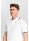 Erkek Beyaz %100 Pamuk Serin Tutan Fit Polo Yaka T-shirt