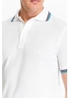 Erkek Beyaz %100 Pamuk Serin Tutan Fit Polo Yaka T-shirt