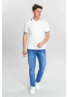 Erkek Beyaz %100 Pamuk Serin Tutan Fit Polo Yaka T-shirt