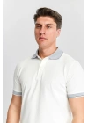 Erkek Beyaz %100 Pamuk Serin Tutan Fit Polo Yaka T-shirt