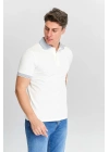 Erkek Beyaz %100 Pamuk Serin Tutan Fit Polo Yaka T-shirt