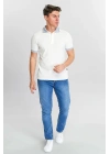 Erkek Beyaz %100 Pamuk Serin Tutan Fit Polo Yaka T-shirt