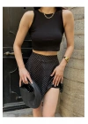 - Kadın Siyah Nokta Desenli Krinkıl Şortlu Etek