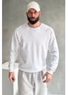 Erkek Beyaz Reglan Kol 3 Iplik Sweatshirt