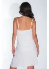 Yazlık Ayarlanabilir İp Askılı Yumuşak Örme Kumaş Beyaz Mini Elbise