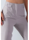 Kadın Gri Dar Paça Toka Detay Kadın Kumaş Pantolon