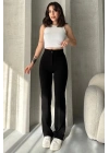Kadın Siyah Yüksek Bel Toparlayıcı Ispanyol Paça Pantolon