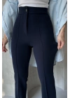 Kadın Lacivert Yüksek Bel Toparlayıcı Ispanyol Paça Pantolon