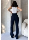 Kadın Lacivert Yüksek Bel Toparlayıcı Ispanyol Paça Pantolon