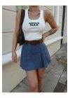 Kadın Mavi Piliseli Kemerli Mini Şortlu Etek