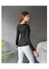 Kadın Siyah Asimetrik Kesim Kemer Detaylı Bluz