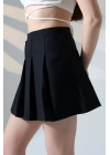 Kadın Siyah Fermuarlı Basic Düz Yüksek Bel Piliseli Mini Etek