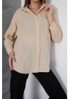 Kadın Taş Oversize Uzun Keten Gömlek