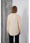Kadın Taş Oversize Uzun Keten Gömlek