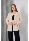 Kadın Taş Oversize Uzun Keten Gömlek