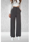 Kadın Antrasit Yüksek Bel Krep Kumaş Likralı Palazzo Pantolon