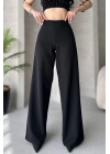 Kadın Siyah Yüksek Bel Geniş Kesim Pantolon