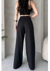 Kadın Siyah Yüksek Bel Geniş Kesim Pantolon