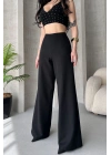Kadın Siyah Yüksek Bel Geniş Kesim Pantolon