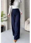 Kadın Lacivert Yüksek Bel Geniş Kesim Pantolon