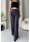 Kadın Antrasit Yüksek Bel Geniş Kesim Pantolon