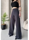 Kadın Antrasit Yüksek Bel Geniş Kesim Pantolon