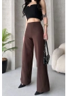 Kadın Kahverengi Yüksek Bel Geniş Kesim Pantolon