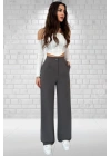 Kadın Antrasit Yüksek Bel Krep Kumaş Likralı Palazzo Pantolon