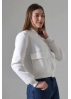 Kadın Beyaz Butik Mevsimlik Bomber Ceket