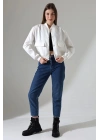 Kadın Beyaz Butik Mevsimlik Bomber Ceket
