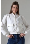 Kadın Beyaz Butik Mevsimlik Bomber Ceket