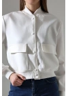 Kadın Beyaz Butik Mevsimlik Bomber Ceket