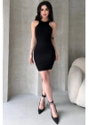 Kadın Siyah Vücuda Oturan Sırt Dekolteli Mini Elbise