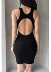 Kadın Siyah Vücuda Oturan Sırt Dekolteli Mini Elbise