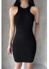 Kadın Siyah Vücuda Oturan Sırt Dekolteli Mini Elbise