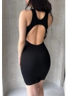 Kadın Siyah Vücuda Oturan Sırt Dekolteli Mini Elbise