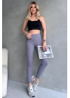 Kadın Gri Yüksek Bel Toparlayıcı Tayt Yüksek Kalite Spor Ve Günlük Kullanım