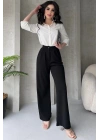 Lima Siyah Palazzo Pantolon Çımalı Oversize Kesim